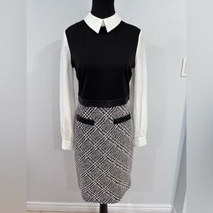 Karl Lagerfeld Black and White Mixed Media Dress